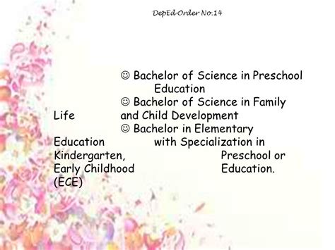 BACHELOR OF SCIENCE IN FAMILY LIFE AND CHILD .